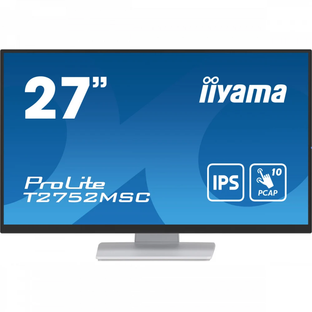Монитор, iiyama, ProLite PLT2752M, T2752MSC-W1, 27", 1920x1080, IPS, 16:9, 60 Гц, 400 кд/м2, 5 мс, 16.7М, 1000:1, 178/178, HDMI*1, DP*1, USB*2, Mini jack, Регулировка наклона, Белый