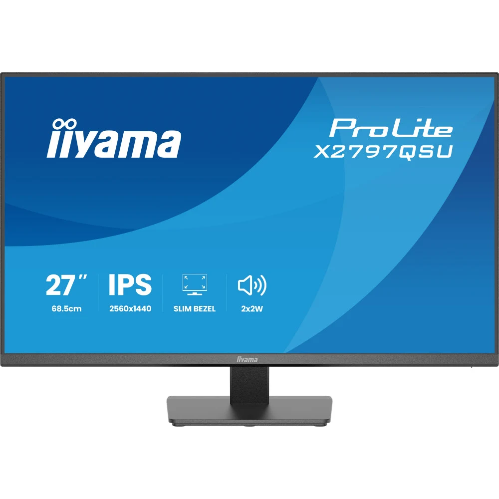 Монитор, iiyama, ProLite X2797QSU-B1, 27", 2560 x 1440, IPS, 75Гц, 16:9, 350 кд/м, 1000:1, 1 мс, 178/178, HDMI*2, DP*1, USB A*2, USB C*2 , VESA 100*100 мм, Черный
