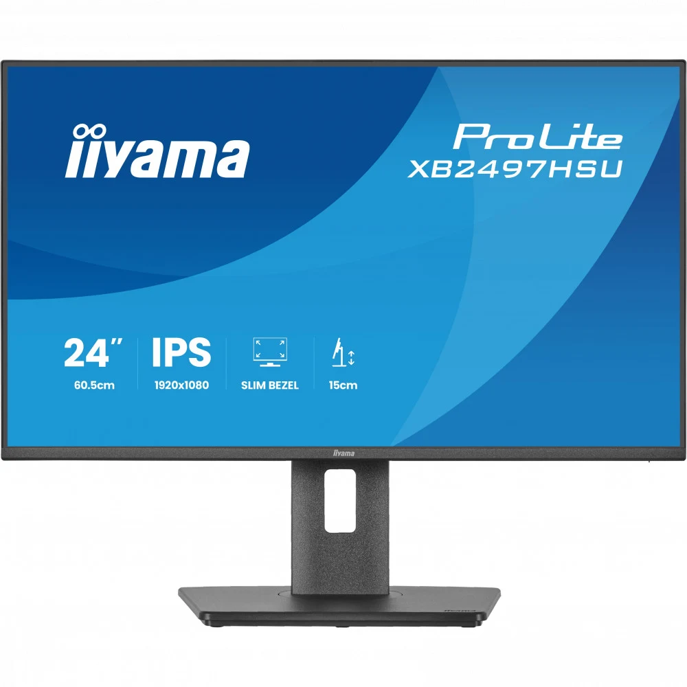 Монитор, iiyama, ProLite, XB2497HSU-B1, 23.8", 1920 x 1080, IPS, 120Гц, 16:9, 350 кд/м, 1500:1, 4 мс, 178/178, HDMI*1, DP*1, USB A*2, USB C*2 , VESA 100*100 мм, Черный