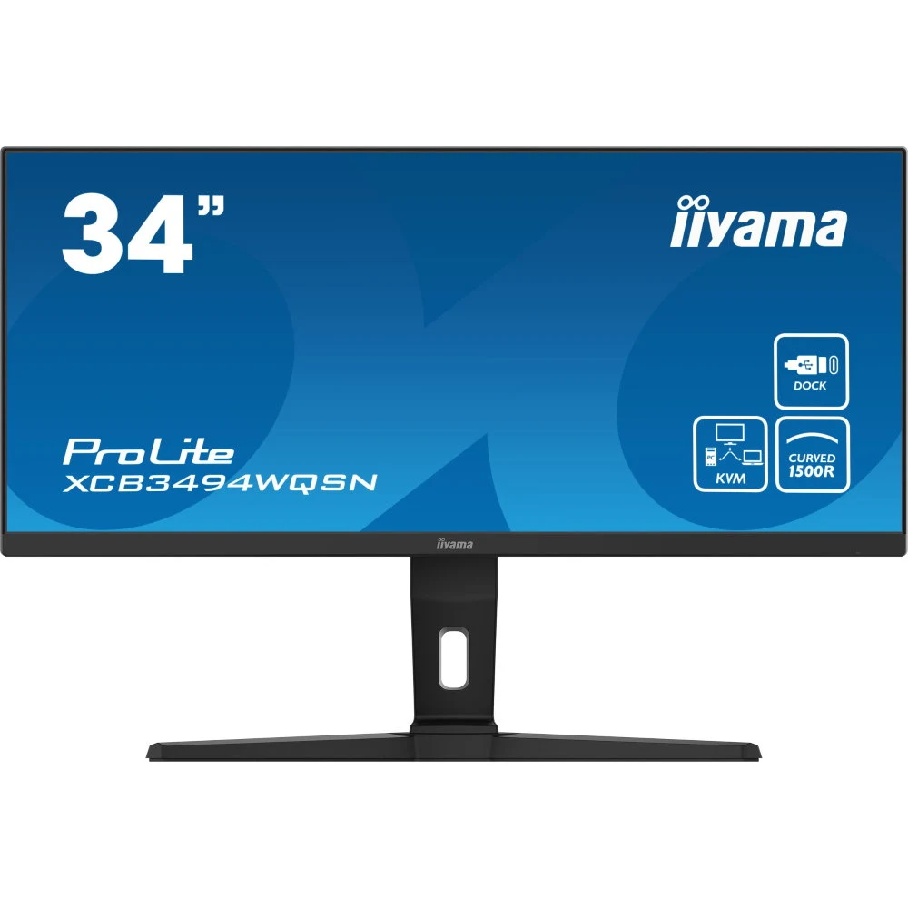 Монитор, iiyama, ProLite PL3494WQ, XCB3494WQSU-B1, 34", Изогнутый, 3440x1440, VA, 21:9, 120 Гц, 350 кд/м2, 0.4 мс, 16.7М, 3000:1, 178/178, HDMI*2, DP*1, USB*4, USB-C*2, Mini jack, высота/вращение/на