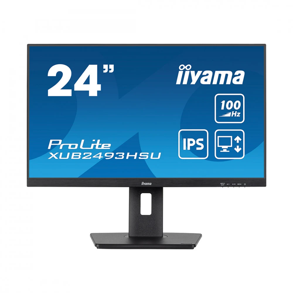 Монитор, iiyama, ProLite PL2493HS, XUB2493HSU-B7 A, 23.8", 1920x1080, IPS, 100 Гц, HDMI, Mini jack, DP, USB (2.0 x4), 1300:1, 300 кд/м2, 1мс, Регулировка наклона, 178/178, 16.7М, 16:9, Черный