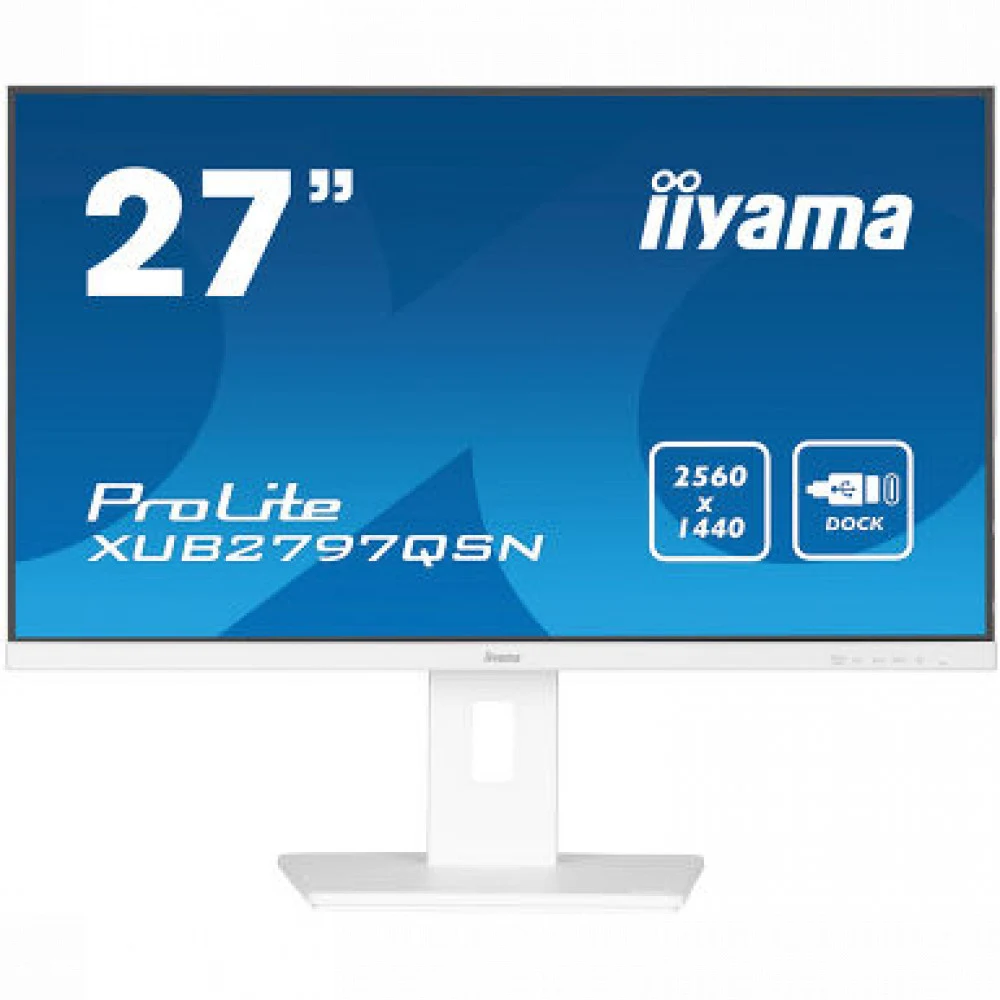 Монитор Iiyama 27" ProLite XUB2797QSN-W2 белый IPS LED 1ms 16:9 HDMI M/M матовая HAS Piv 1300:1 300cd 178гр/178гр 2560x1440 100Hz DP Quad HD 2K (1440p) USB 6.1кг