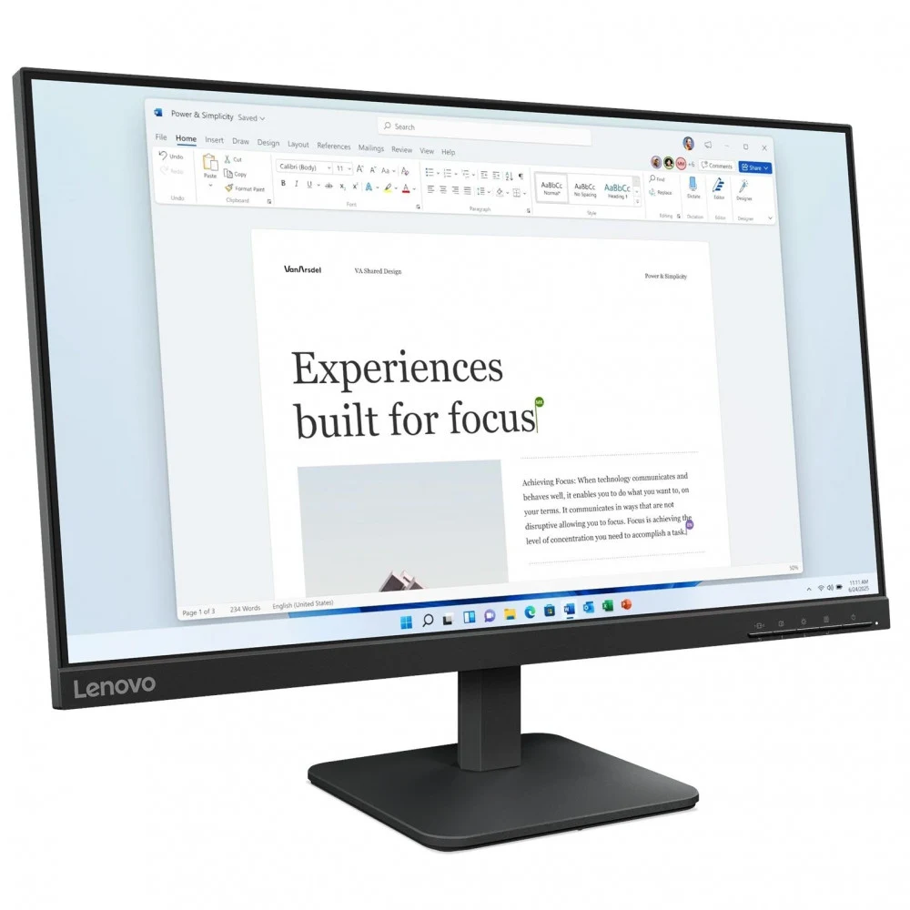 Монитор 23.8" Lenovo L24-4e, Black, IPS, 1920x1080@100Hz, 250кд/м, 1300:1, 6ms, VGA, HDMI