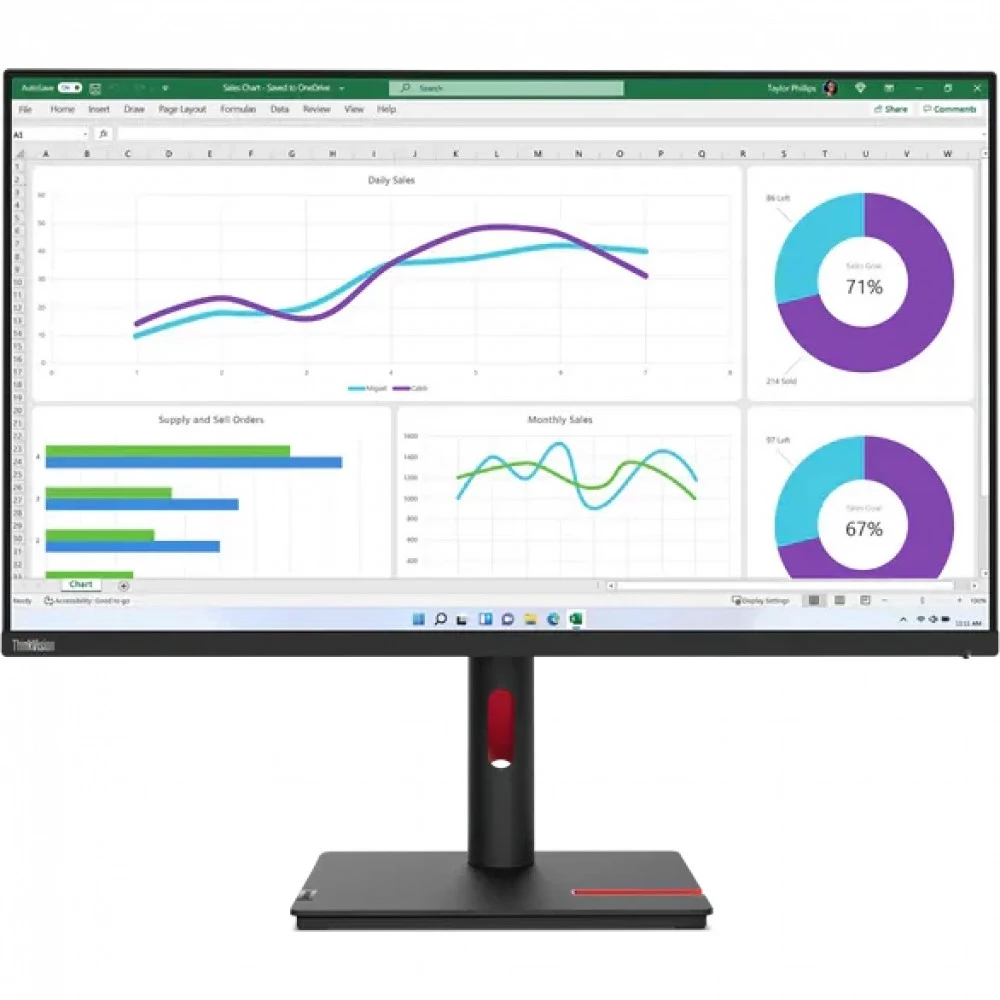 ThinkVision T32h-30 / 31.5" / IPS / 16:9 / 60 Hz / 4–6 ms / 2560 x 1440 pixels / 350 cd/m / Raven Black / Warranty 36 month