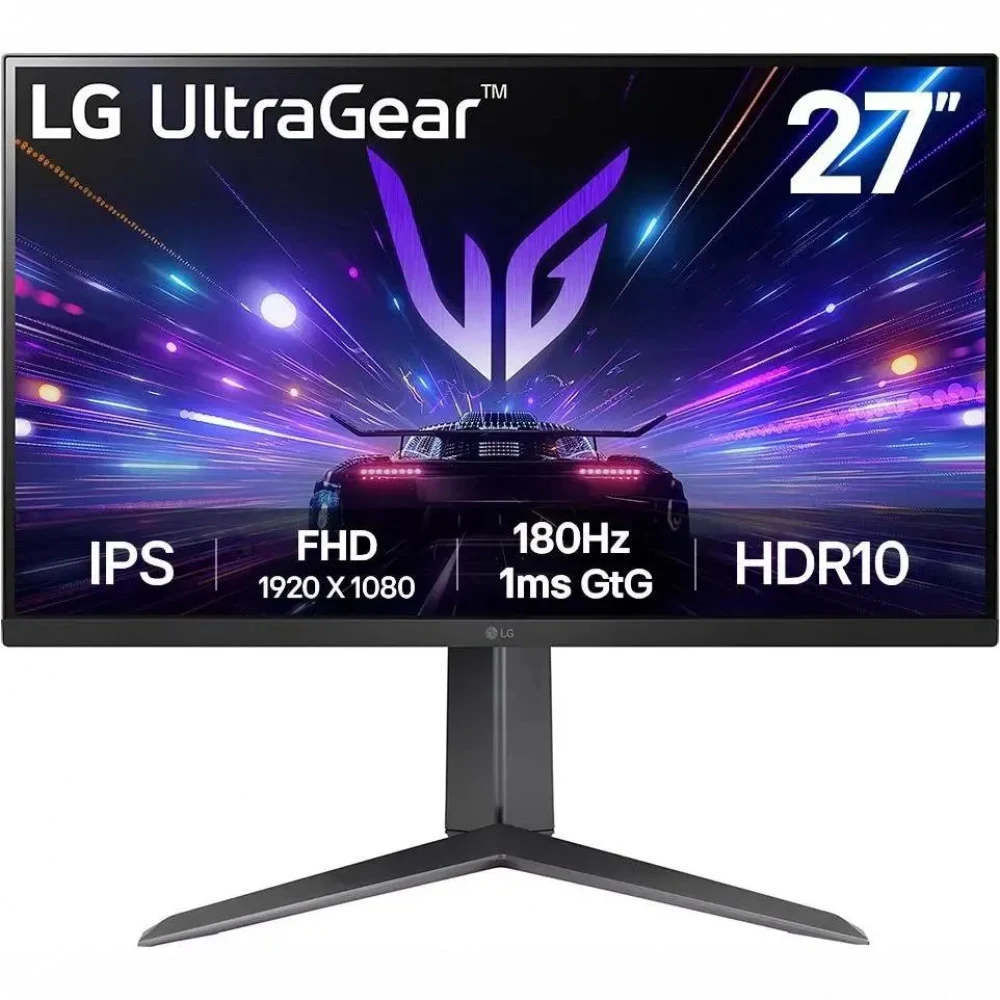 Монитор 27" LG 27GS65F-B IPS, 1920x1080, 180Hz, 1ms, 300сd/m, 1000:1, HDR10 | HDMI(2.0), DP(1.4) | HAS, Pivot, Swivel, ExPSU, Vesa 100, Black