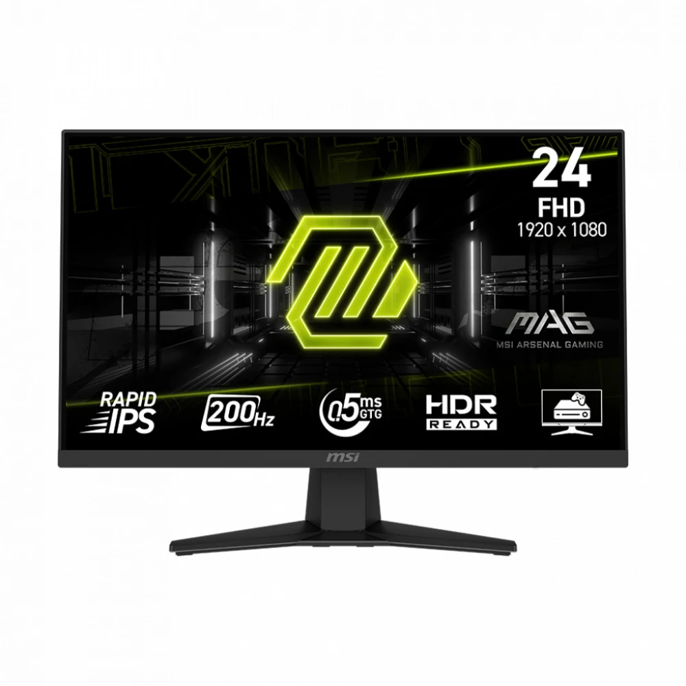 Монитор MSI MAG 244F 23,8" 16:9 FHD(1920x1080) Rapid IPS Flat,0,5ms(GTG),1000:1,100M:1,300nits,178/178,1xHDMI 2.0,1xDP 1.2, Tilt,VESA,200HZ,Black,1y war-ty