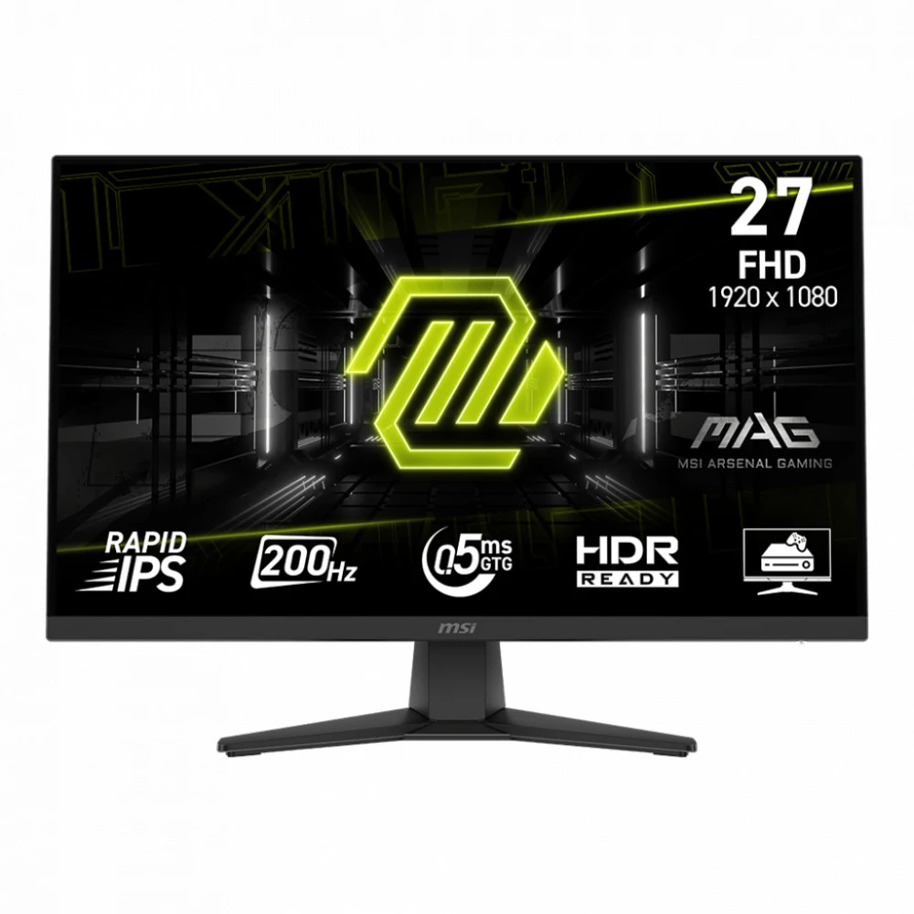Монитор MSI MAG 272F 27" 16:9 FHD(1920x1080) Rapid IPS, 0,5ms(GTG), 3000:1, 100M:1, 300nit, 178/178, HDMI 2.0b, DP 1.2a, Tilt,VESA,200Hz,Black,1y w-ty