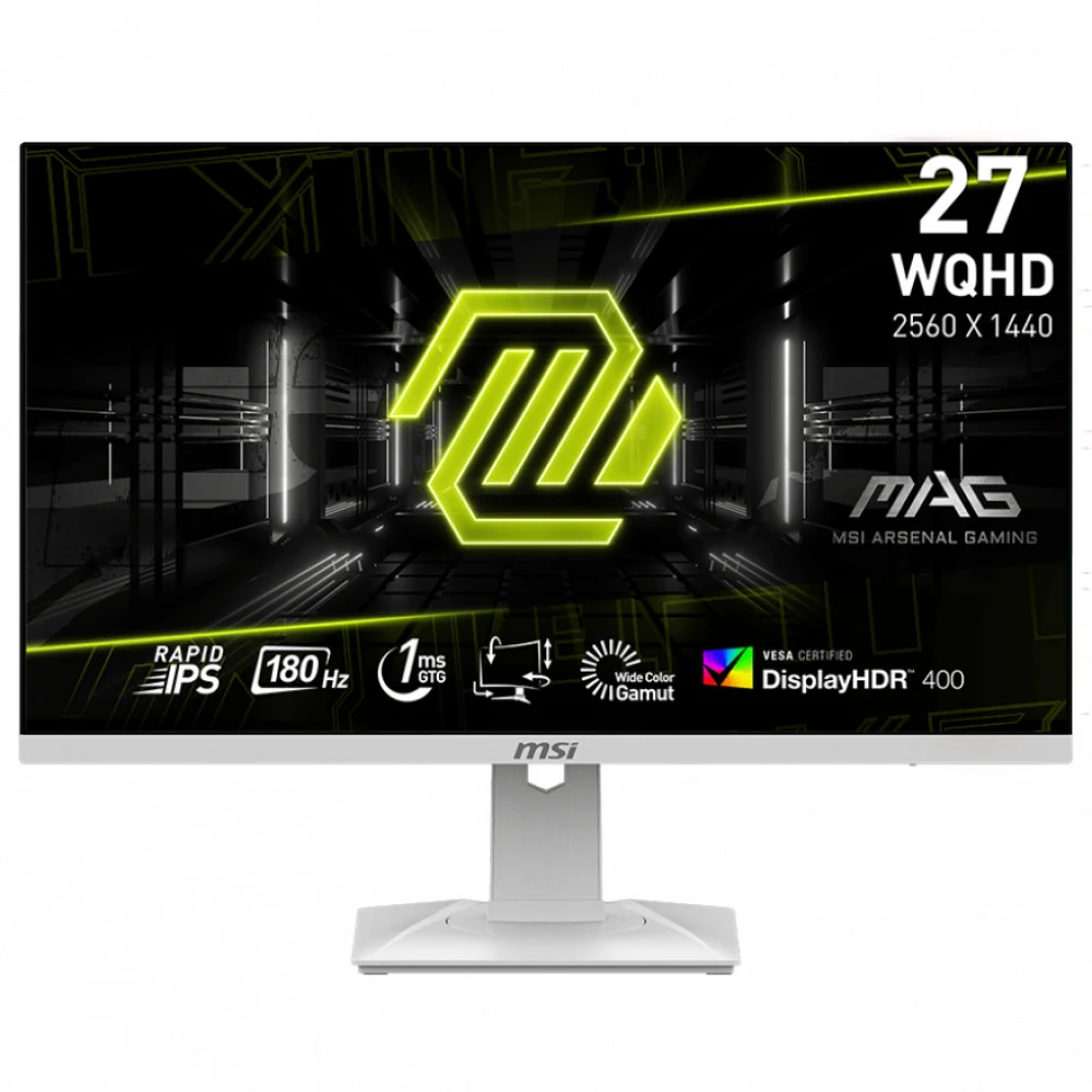 Монитор MSI MAG 274QRFW X32 27" 16:9 WQHD(2560x1440) Rapid IPS Flat, DisplayHDR 400, 0,5ms, 1000:1, 100M:1, 300nits, 2xHDMI 2.0b, DP 1.4a, Tilt, Swivel, Height,Pivot,VESA,320Hz,White,1y w-ty