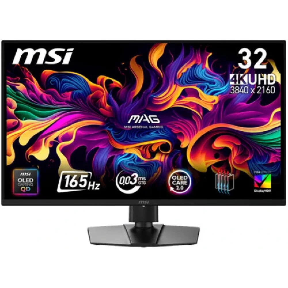 Монитор MSI MAG 322UP QD-OLED E16 31,5" 16:9 UHD(3840x2160) QD-OLED Flat,True Black 400, 0.03ms(GTG), 1,5M:1, 250nits, 2xHDMI, DP, Type-C, Tilt,Swivel,Height,Pivot,VESA,165Hz,Black,1y w-ty