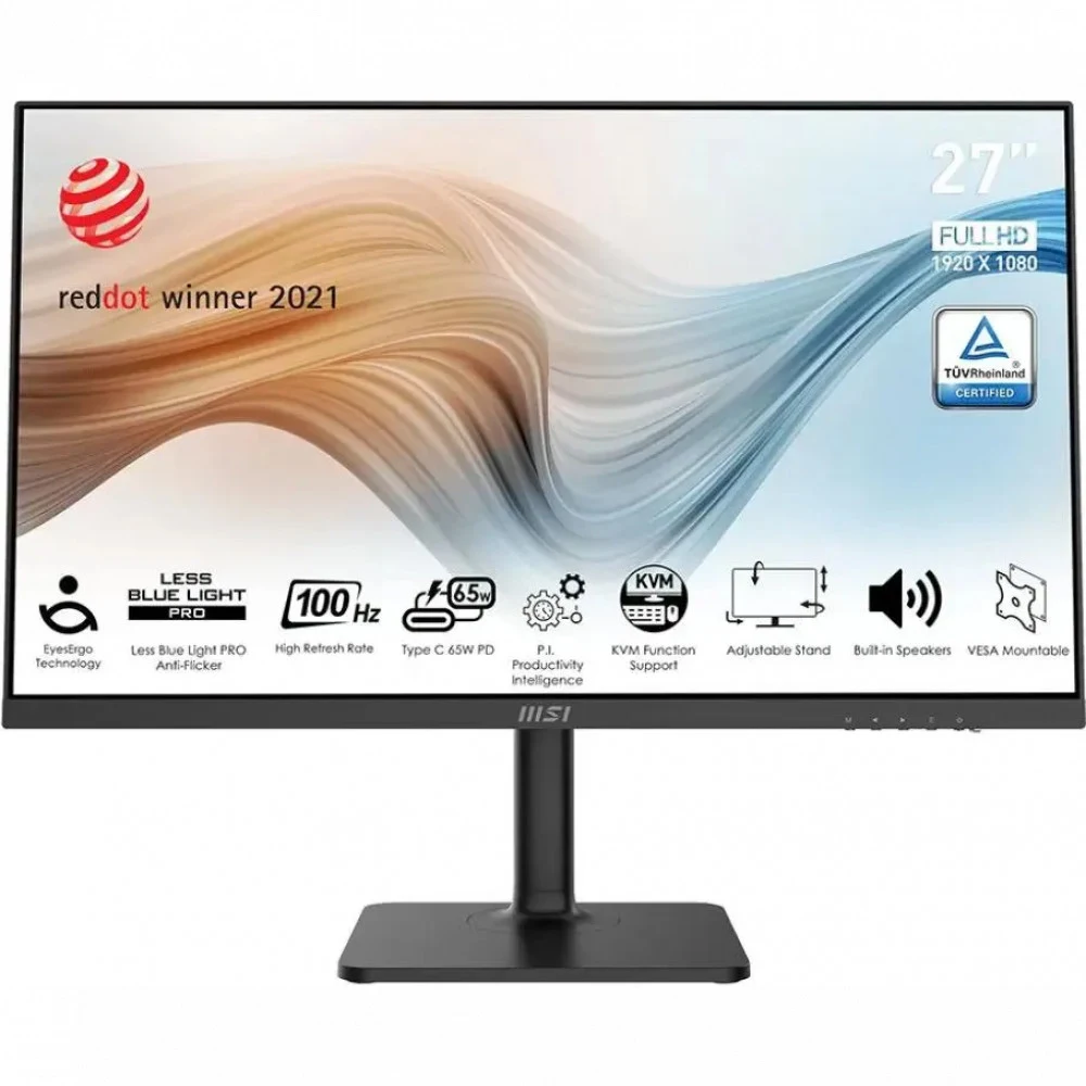 Монитор MSI 27" Modern MD272XP черный IPS LED 16:9 HDMI M/M матовая HAS Piv 300cd 178гр/178гр 1920x1080 100Hz DP FHD USB 5.6кг