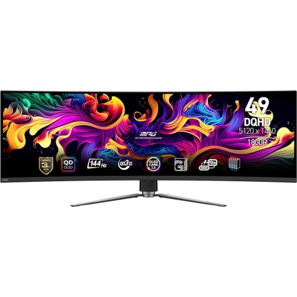 Монитор 49" MSI MPG491CQP, Black, QD OLED,5120x1440@144Hz,250 кд/м2,1500000:1,0.03ms,USB-C,2xHDMI,DP