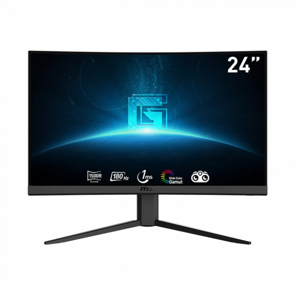 Изогнутый Игровой Монитор 23.6" MSI G24C4 E2, VA, 1920x1080 FHD, 180Hz, 1ms, 3000:1, 250cd/m2, Curved 1500R, Угол Обзора 178/178, 16:9, VESA 100x100, 2xHDMI, 1xDP, 1xEarphone out, Наклон -5°/20° гра