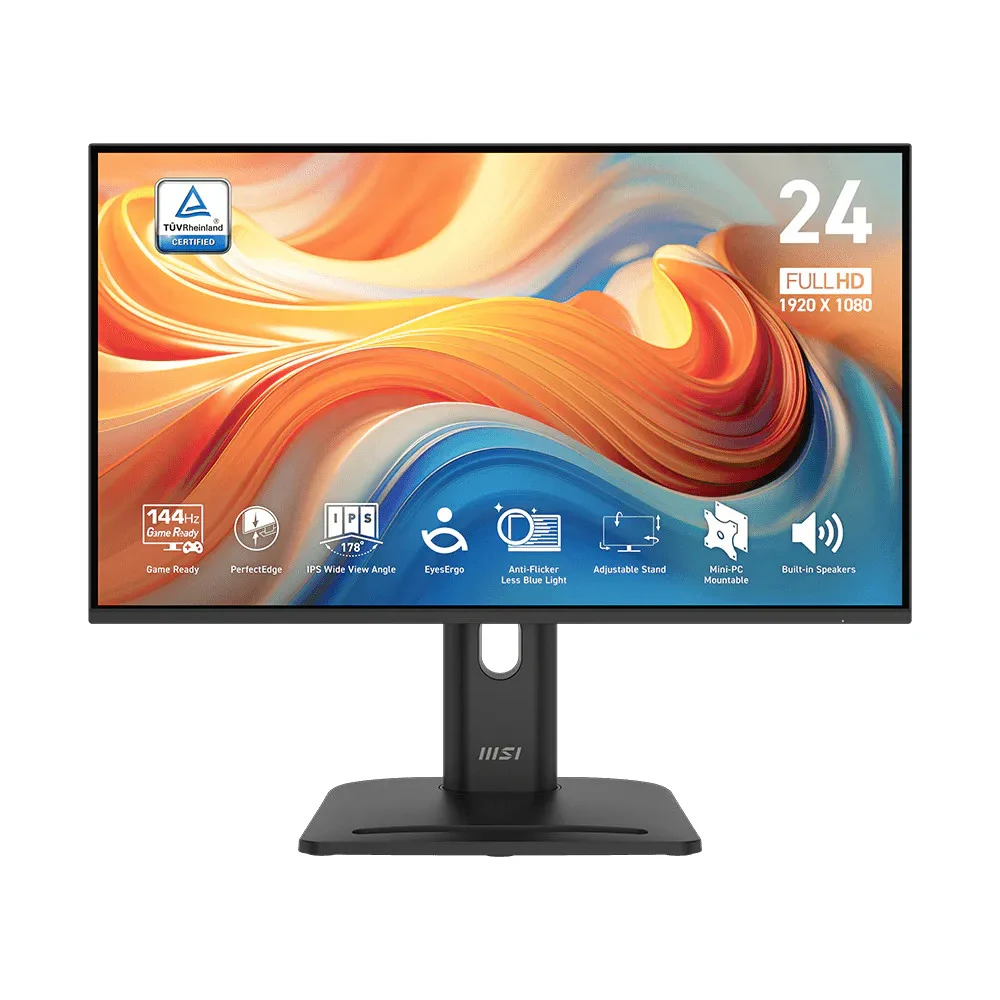 Мониторы MSI PRO MP245PG E14 23.8" 16:9 FHD(1920x1080) IPS Flat,1ms(MPRT),1300:1,100M:1,300nits,HDMI 1.4,DP 1.2,VGA(D-Sub),Speaker,Tilt,Swivel,Height,Pivot,VESA,144Hz,Black,1y war-ty