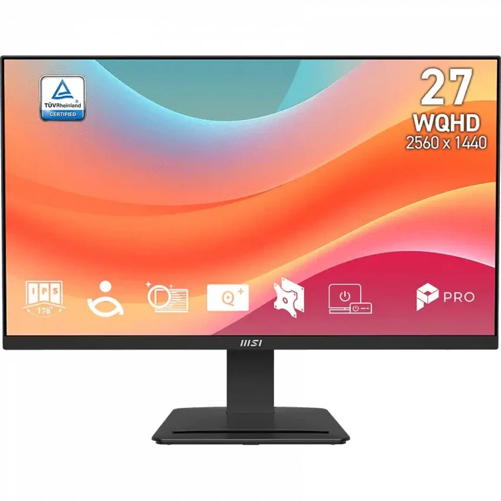Монитор MSI PRO MP273Q E7 27" 16:9 WQHD(2560x1440) IPS Flat,1ms(MPRT),1000:1,100M:1,250nits,178/178,2xHDMI 2.0,DP 1.2,Tilt,VESA,75Hz,Black,1y war-ty