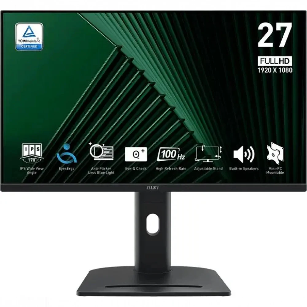 Мониторы MSI PRO MP275 E2 27" 16:9 FHD(1920x1080), IPS Flat, 1ms(MPRT), 1500:1, 100M:1, 300nits, 178/178, HDMI 2.0, DP 1.2a, VGA, Speaker, Tilt, 120HZ, Black, 1y war-ty