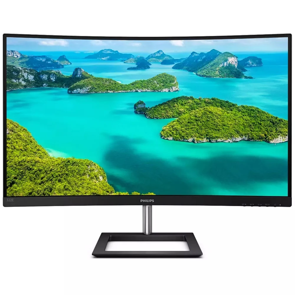 Изогнутый Монитор с Тонкой Рамкой и Высокой Контрастностью 31,5" PHILIPS 322E1C/00 VA, 1920x1080 75GHz, 4мс, 250кд/м, 3000:1, Mega Infinity DCR, 1xVGA, 1xHDMI, 1xDP, Угол Обзора 178/178, Радиус Изги