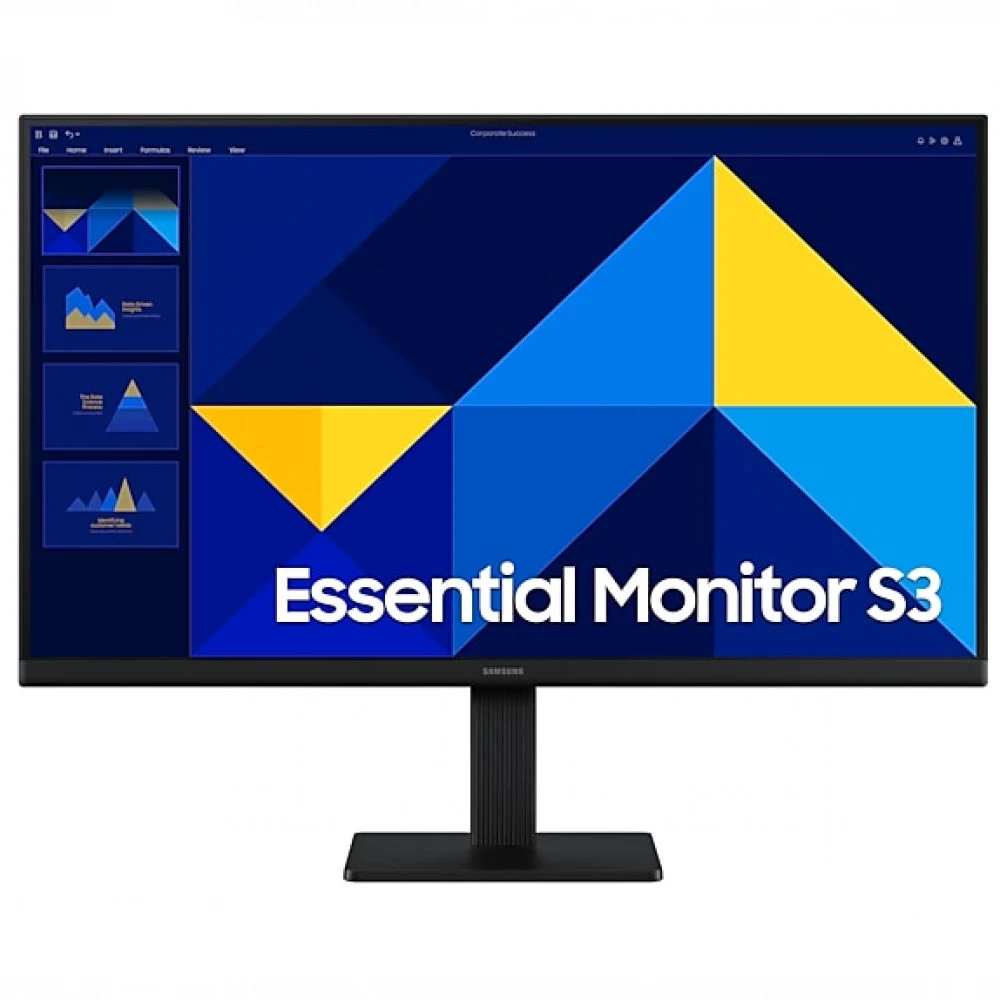Монитор, Samsung, LS24D304GAIXCI, Essential S3 FHD, 24", 1920x1080, IPS, 100 Гц, 16:9, 250 кд/м2, 1000:1, 5 мс, 178/178, 16.7 млн., VGA*1, HDMI*1, VESA 100*100 мм, Регулировка наклона, кабель HDMI в