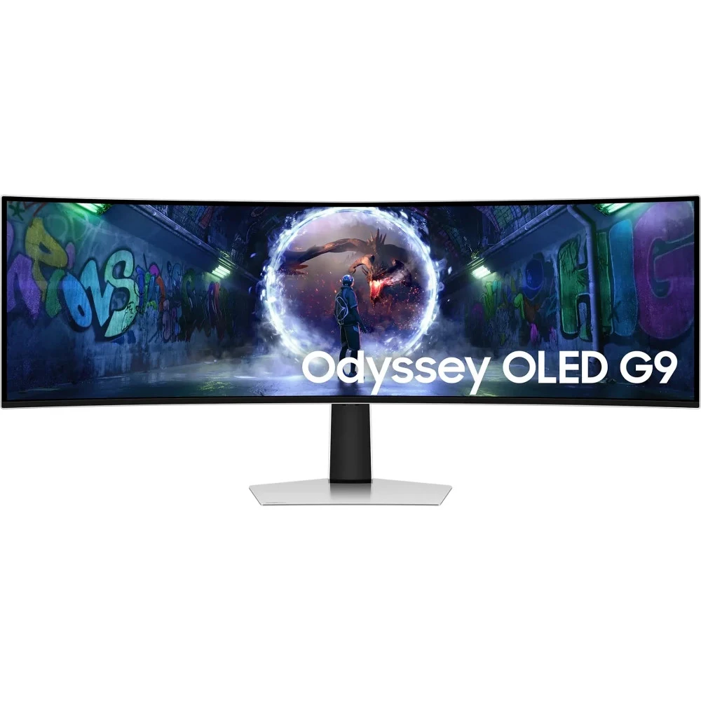 Монитор Samsung 49" Odyssey OLED G9 G93SD S49DG932SI Curved (OLED 32:9 5120x1440x240Hz 0,03ms 250cd 1:1 178/178 1,07 DP HDMI Micro HDMI USB3.2 Gen1 x2 (USB-C) HAS Tilt VESA Silver