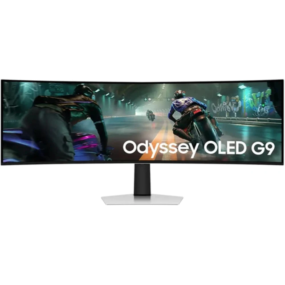 Игровой монитор 49” Odyssey OLED G9 SAMSUNG LS49DG910SIXCI,OLED, Curved 1800R, 5120x1440 144Hz 0.03мс 250кд/м2 1млн:1 1xHDMI 1xMicro HDMI 1xDP 3xUSB-С HDR10+ Gaming. HAS (Регулируемая по высоте подс