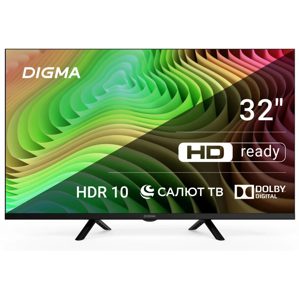 Телевизор LED/ Телевизор LED Digma 32" DM-LED32SBB34 Салют ТВ Frameless Metal черный HD 60Hz DVB-T DVB-T2 DVB-C DVB-S DVB-S2 USB WiFi Smart TV