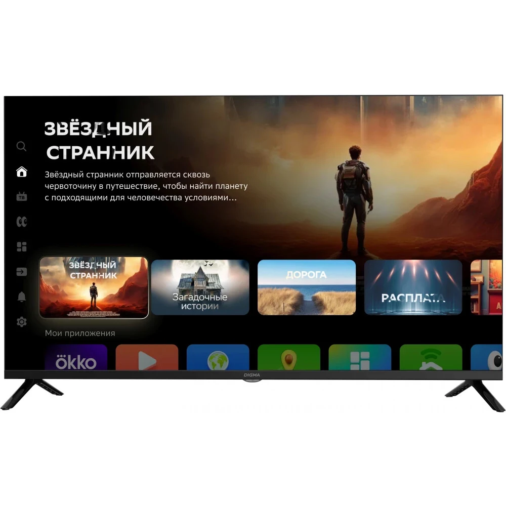 Телевизор LED/ Телевизор LED Digma 40" DM-LED40SBB36 Салют ТВ Frameless Metal черный FULL HD 60Hz DVB-T DVB-T2 DVB-C DVB-S DVB-S2 USB WiFi Smart TV