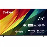Телевизор QLED Digma 75" DM-LED75UQB31 Google TV Frameless Metal черный/черный 4K Ultra HD 60Hz MEMC DVB-T DVB-T2 DVB-C DVB-S DVB-S2 USB WiFi Smart TV