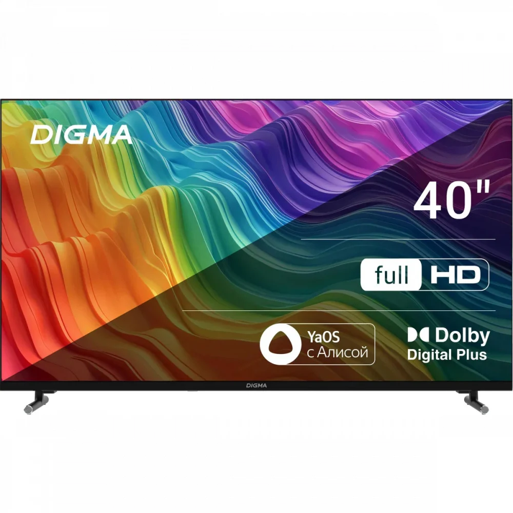 Телевизор LED/ Телевизор LED Digma 40" DM-LED40SBB33 Яндекс.ТВ Frameless Metal черный FULL HD 60Hz DVB-T DVB-T2 DVB-C DVB-S DVB-S2 USB WiFi Smart TV
