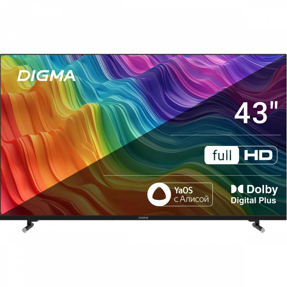 Телевизор LED/ Телевизор LED Digma 43" DM-LED43SBB33 Яндекс.ТВ Frameless Metal черный FULL HD 60Hz DVB-T DVB-T2 DVB-C DVB-S DVB-S2 USB WiFi Smart TV
