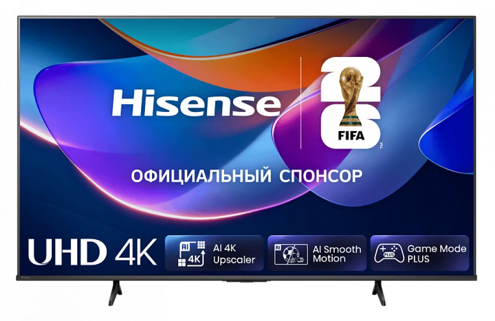 Телевизор ЖК 43'' Hisense/ 43", Ultra HD, VA, DLED, Smart TV (HomeOS U9.5), Wi-Fi, DVB-T2/C/S2, 2х10W, CI+(1.4), 3хHDMI, 2хUSB, 200 nits, 4000:1, Works with Alexa, Alexa Built-in, VIDAA Voice, Yande