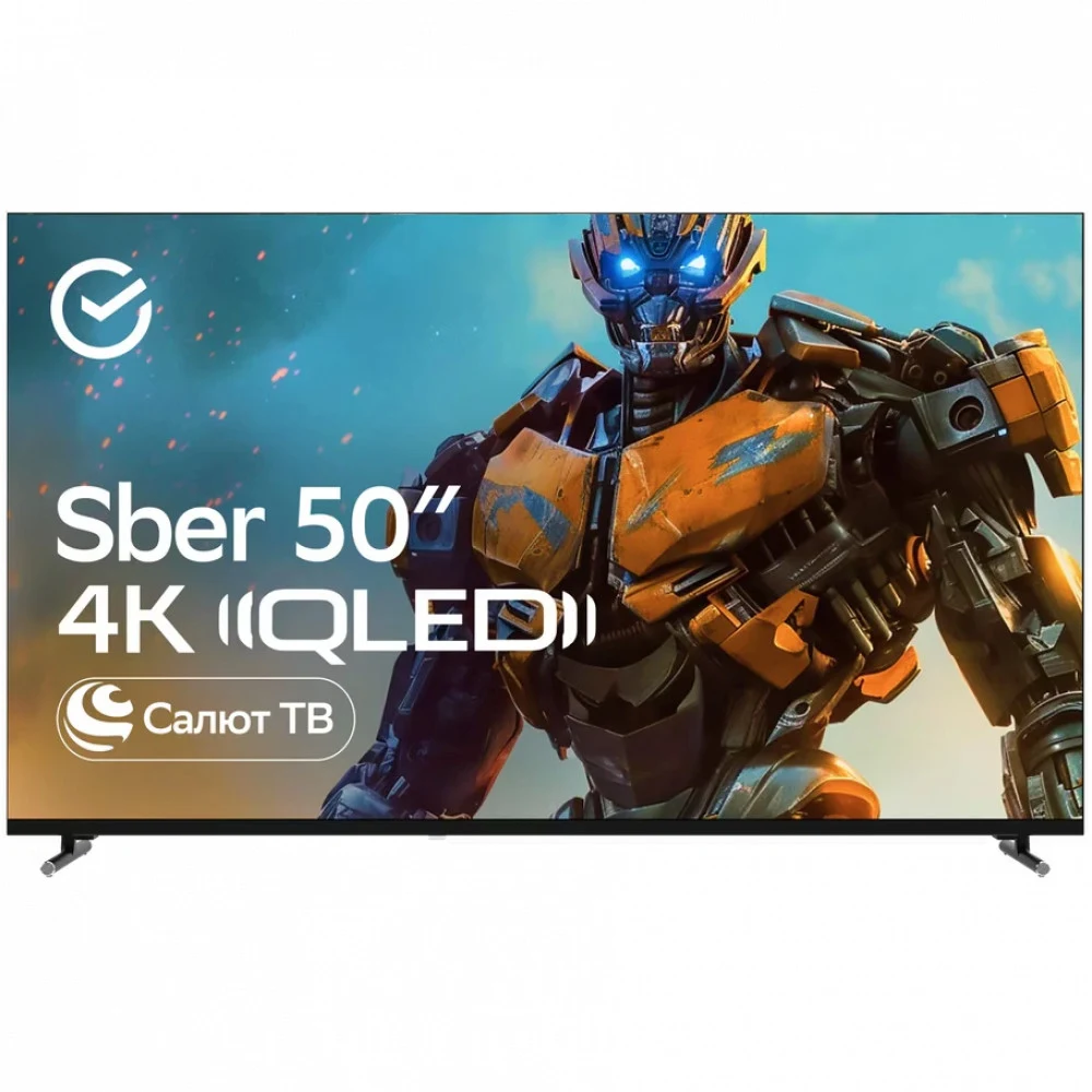 Телевизор QLED Sber 50" SDX-50UQ6032 Салют ТВ Frameless темно-серый 4K Ultra HD 60Hz DVB-T DVB-T2 DVB-C DVB-S DVB-S2 USB WiFi Smart TV