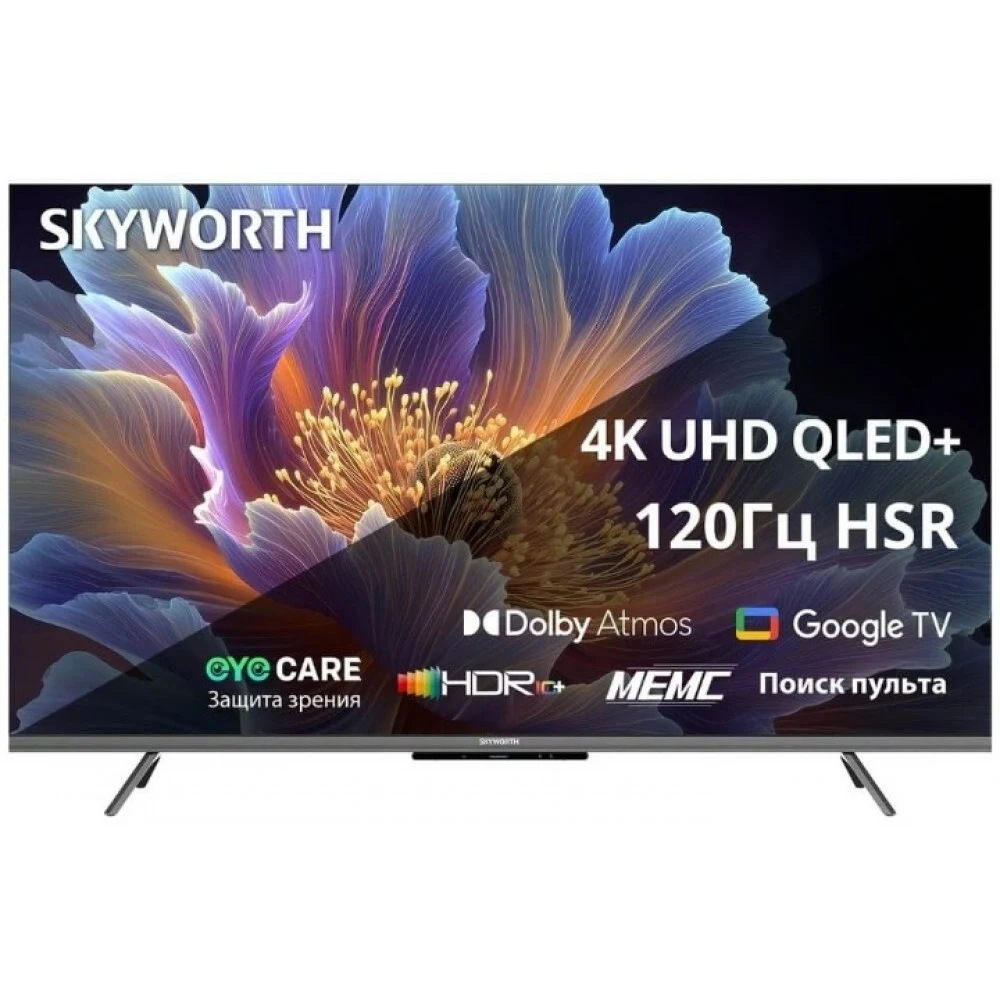 60", Ultra HD, QLED, 300Nit, Google TV, DVB-T2/C/S2, 2.0 ch Sound 10W*2 Dolby Atmos, 120Hz, 3 HDMI, 2 USB, Digital Audio Output, LAN, Composite output, CI, Выход для наушников, 2 Pole, 2025