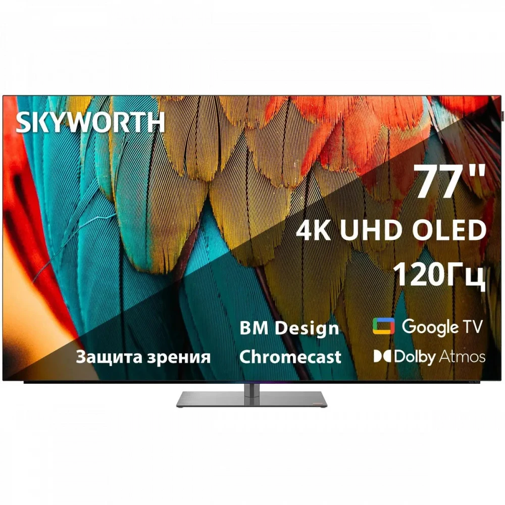 77'' OLED, Ultra HD, Google TV, 900Nit, Bluetooth, 120Hz, Freesync Premium (AMD), 2.1.2 ch (2*15W+25W SUB+5W*2) Dolby Atmos, 4хHDMI, 2хUSB, Digital Audio Output, Composite output, LAN,CI, динамическ