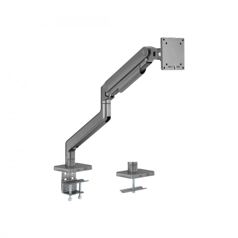 Настольный кронштейн с газлифтом, Brateck, LDT74-C012, для мониторов 17"-49", Нагрузка 2-20 кг., Наклон +50°~- 20°, Поворот +/- 90°, Вращение монитора +/- 180°, VESA 75x75,100x100, Регулировка по вы