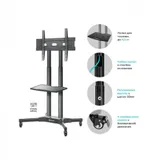 ONKRON Стойка TS1351cn ЧЕРНЫЙ Мобильная стойка для диагоналей 32"-65". Максимальная нагрузка: 45,5 кг, VESA: 100х100 ~ 600х400 мм, Регулировка высоты: 1200~1500 мм. Кабель-канал внутри столбов, Регу