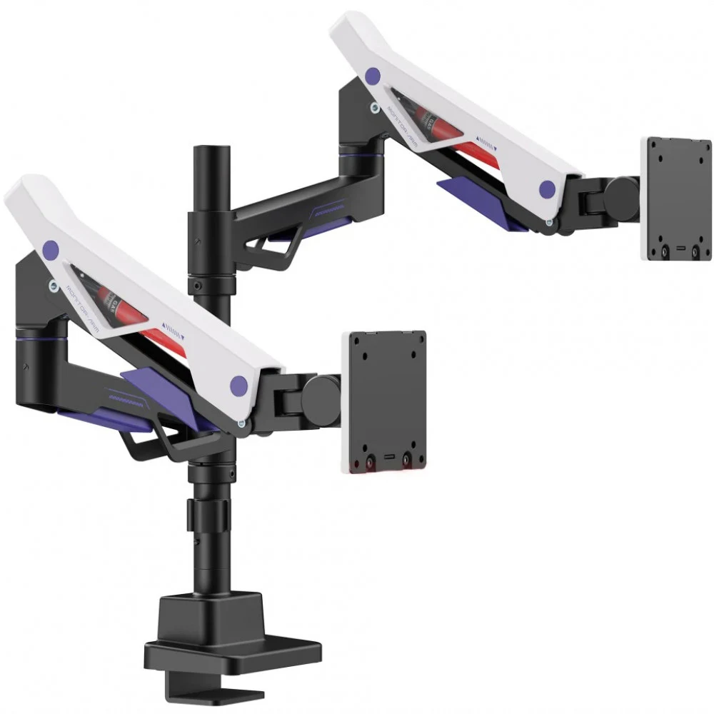 Кронштейн для мониторов Ultramounts UM742BW черный/белый 24"-57" макс.27кг крепление к столешнице поворот и наклон
