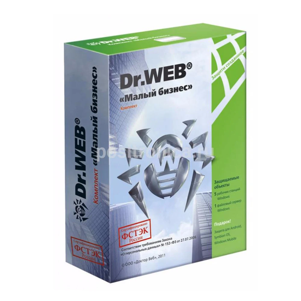 Программное Обеспечение DR.Web Малый бизнес серт.ФСТЭК России №5003 5ПК 1СРВ 5моб. 1г (BBZ-*C-12M-5-A3)