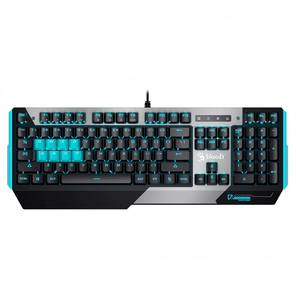 Клавиатура A4Tech B865 механическая серый/черный USB for gamer LED (B865 ICE BLUE) кабель 1.8м