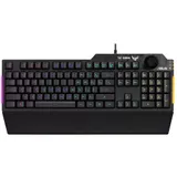 ASUS TUF Gaming K1 чёрная Игровая клавиатура (мембранная, RGB подсветка, USB, регулятор громкости, 90MP01X0-BKRA00)