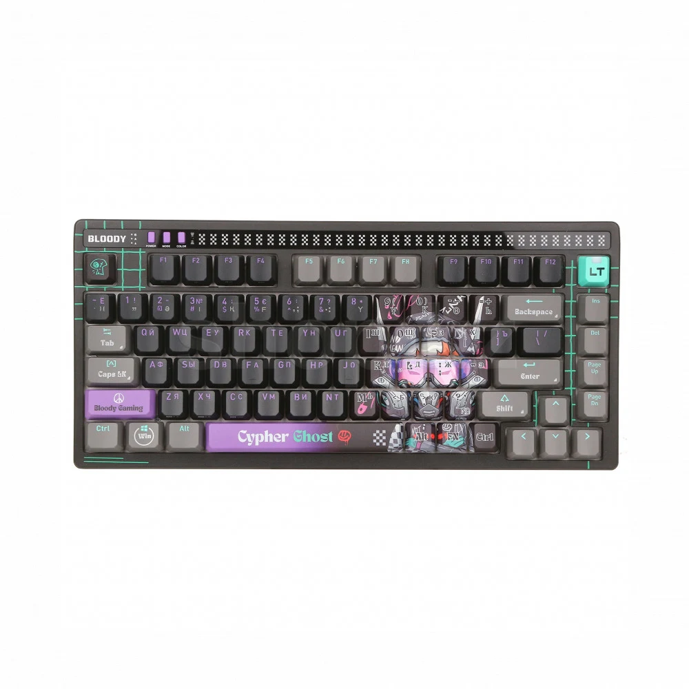 Клавиатура A4Tech AT75 Cypher Ghost SAVAGE, Purple Gray, Gaming, Multimedia,Alpha Optical Switch,USB