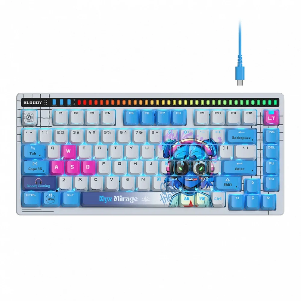 Клавиатура A4Tech AT75 Nyx Mirage SAVAGE, White Gray, Gaming, Multimedia, Alpha Optical Switch, USB