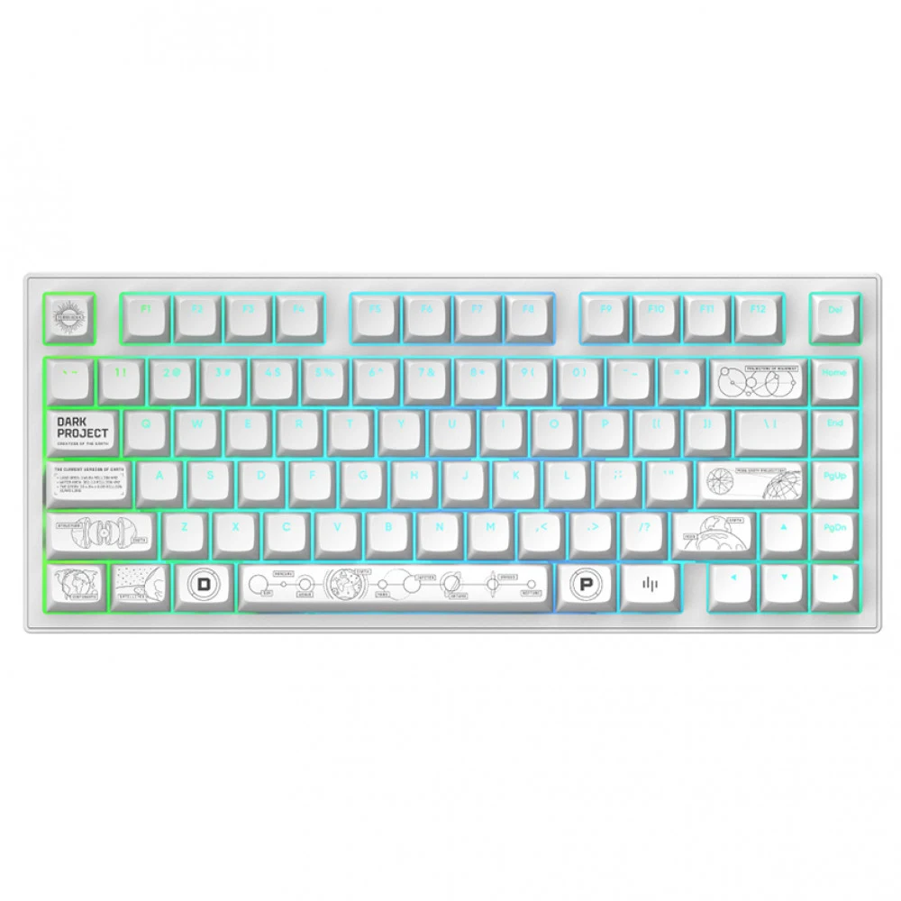 Клавиатура Dark Project ALU81A Terra Nova,White,Wireless,Gaming,g3ms Moonstone,8000mAh,BT,2.4GHz,USB
