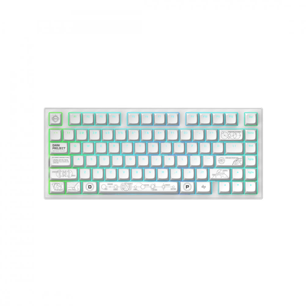 Клавиатура, Dark Project, DPKB_NOVA_81_ANSI_WHITE_UA, ALU81A Terra Nova, Игровая, Механическая, 75%, g3ms Moonstone switches, USB, 2,4 ГГц, Bluetooth, Подсветка RGB, Размер: 324 x 140 x 36 мм., Анг/