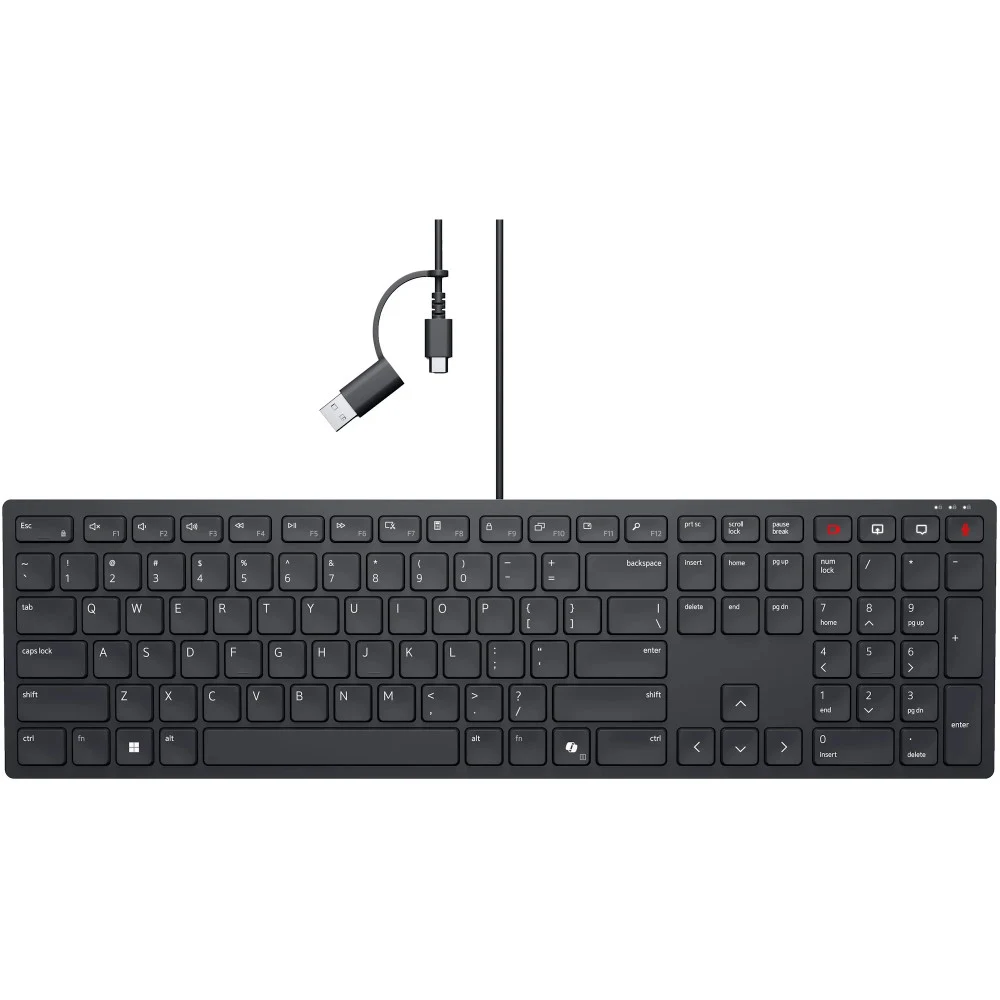 Клавиатура Dell KB525C, Wired, Multimedia, Black, USB-C, USB