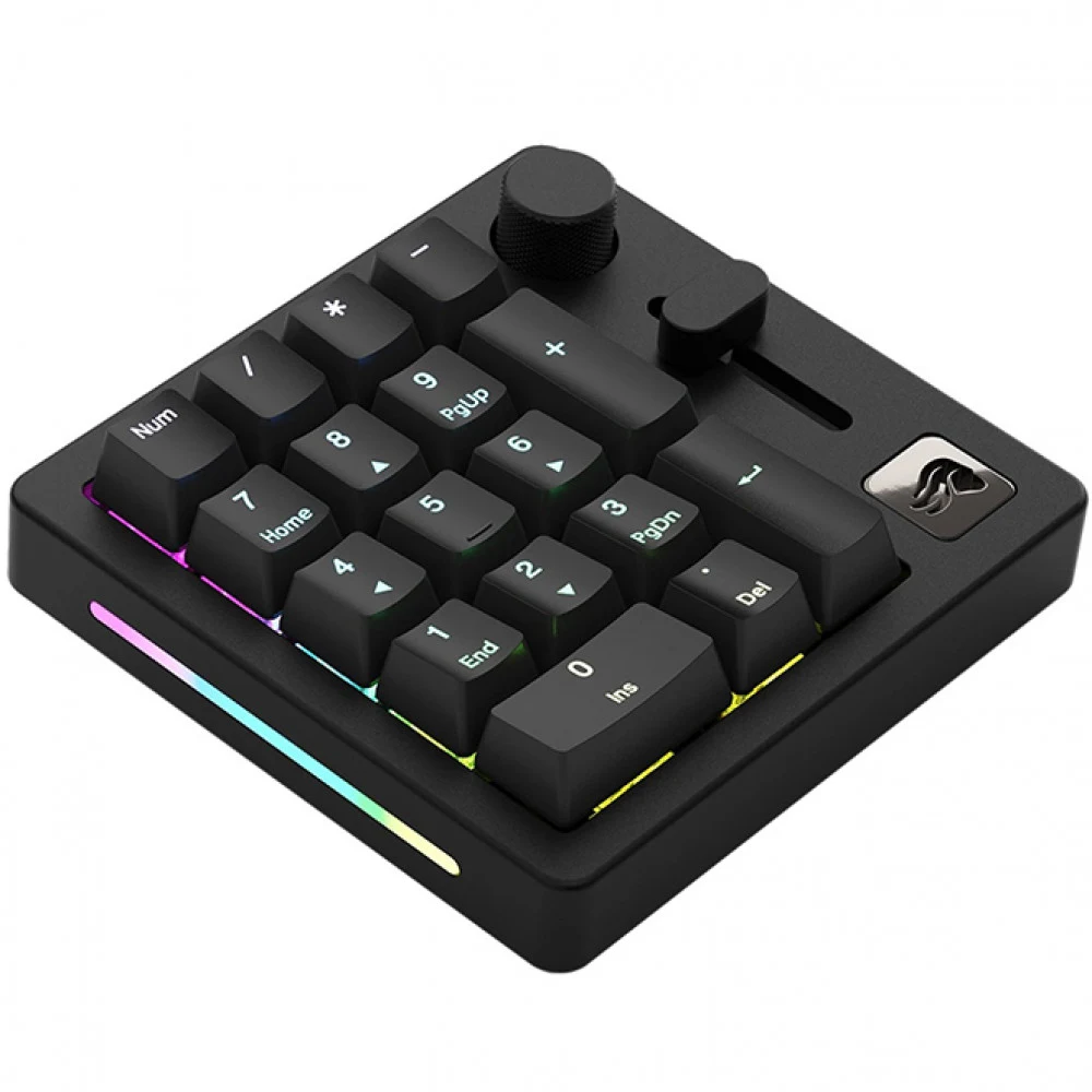 Клавиатура, Glorious, GMMK Numpad Wireless Pre-Built (Fox Linear Switch), GLO-GMMK-NP-FOX-B, Механические клавиши, Подсветка RGB, Bluetooth, Размер 113,5 x 120 x 40 мм, Черный