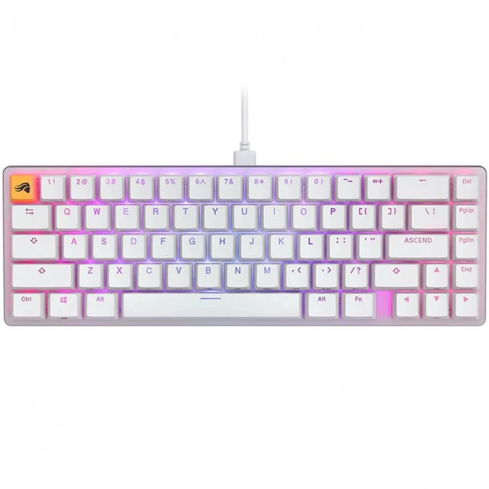 Клавиатура, Glorious, GMMK2 Compact, GLO-GMMK2-65-FOX-W, Игровая, Механические переключатели, Glorious Fox Linear Switches, RGB подсветка, Белый