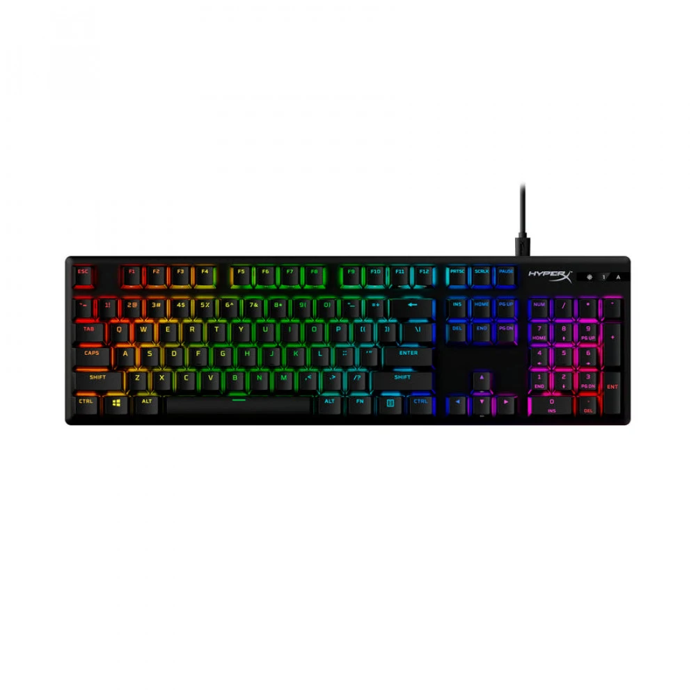 Клавиатура HyperX Alloy Origins PBT, Wired, Gaming, Multimedia, Black, HX Red, USB, Backlight