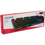 Клавиатура, HyperX, HX-KB6RDX-RU, Alloy Origins, Игровая, Механическая, HyperX Red switch, USB, Подсветка RGB, Размер: 175,31*443,2*35,68 мм., Анг/Рус, Чёрный