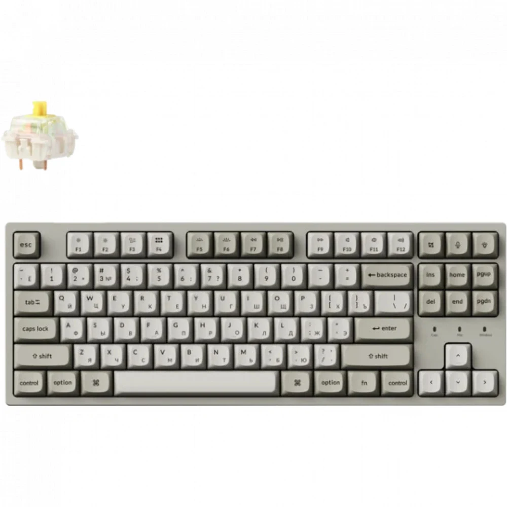 Классическая TKL (80%) механическая клавиатура Keychron C1 Pro 8K - проводное подключение, частота опроса 8K, 87 клавиш, ANSI, с поддержкой QMK/VIA, корпус из ABS пластика, Tray Mount, цвет Retro, п