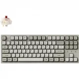 Классическая TKL (80%) механическая клавиатура Keychron C1 Pro 8K - проводное подключение, частота опроса 8K, 87 клавиш, ANSI, с поддержкой QMK/VIA, корпус из ABS пластика, Tray Mount, цвет Retro, п