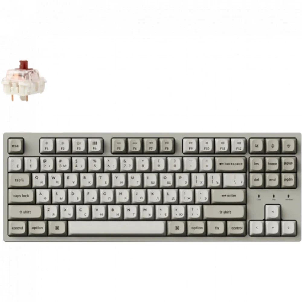 Классическая TKL (80%) механическая клавиатура Keychron C1 Pro 8K - проводное подключение, частота опроса 8K, 87 клавиш, ANSI, с поддержкой QMK/VIA, корпус из ABS пластика, Tray Mount, цвет Retro, п
